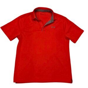 Under Armour Red Loose Fit Polo Size Medium